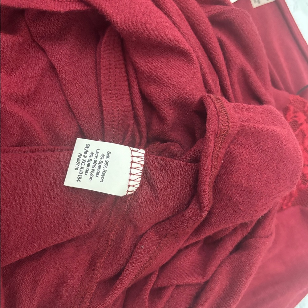 NY Collection Long Sleeve Strappy Blouse Size S Shirt Red Pullover Top - Picture 5 of 5